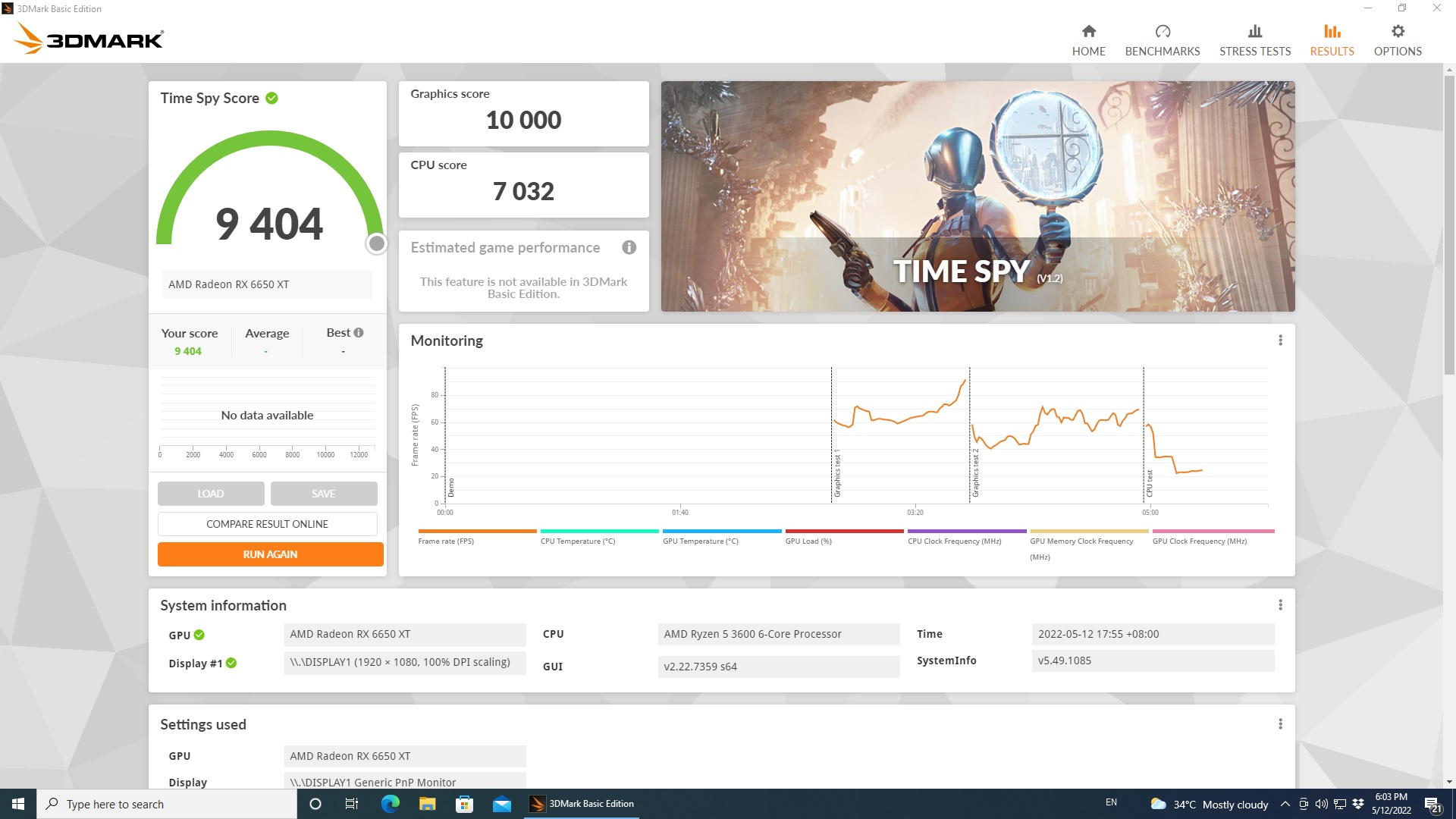 3DMark Results (RX 6650 XT)