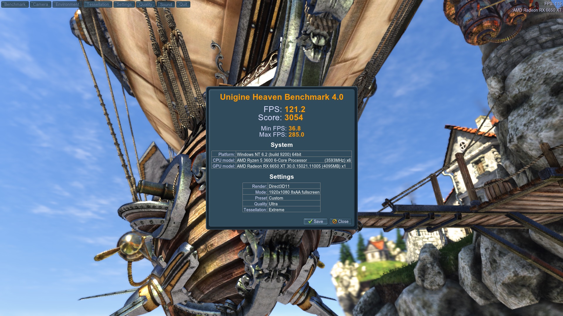 Unigine Results (RX 6650 XT)