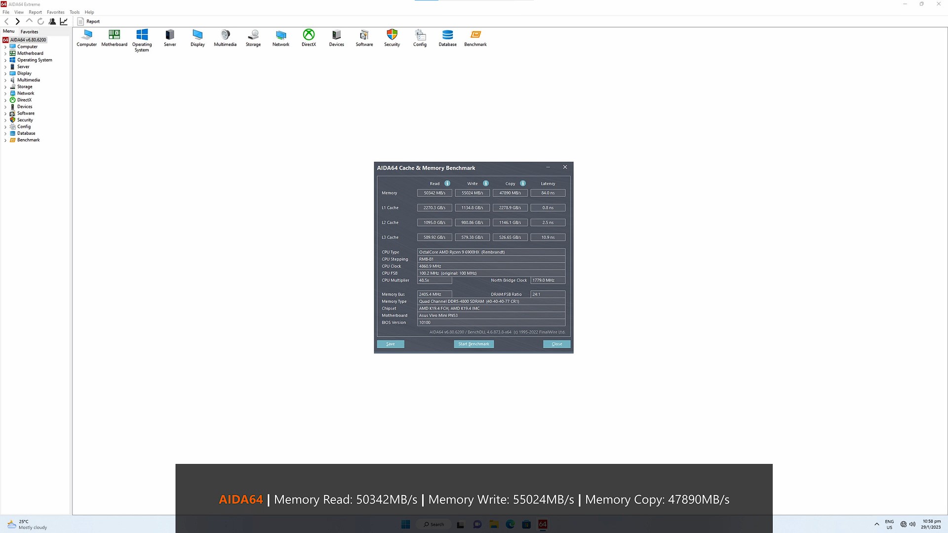 ASUS ExpertCenter PN53 Mini PC AIDA64 Memory Benchmark