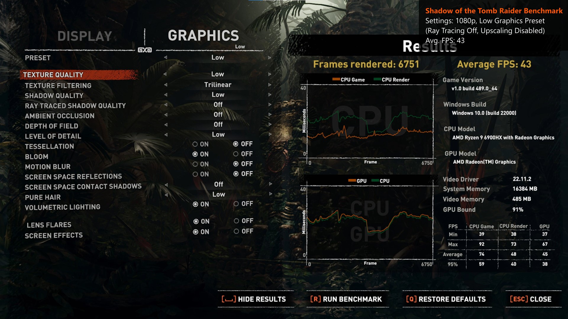 ASUS ExpertCenter PN53 Mini PC - Shadow of the Tomb Raider Benchmark (Low Preset)