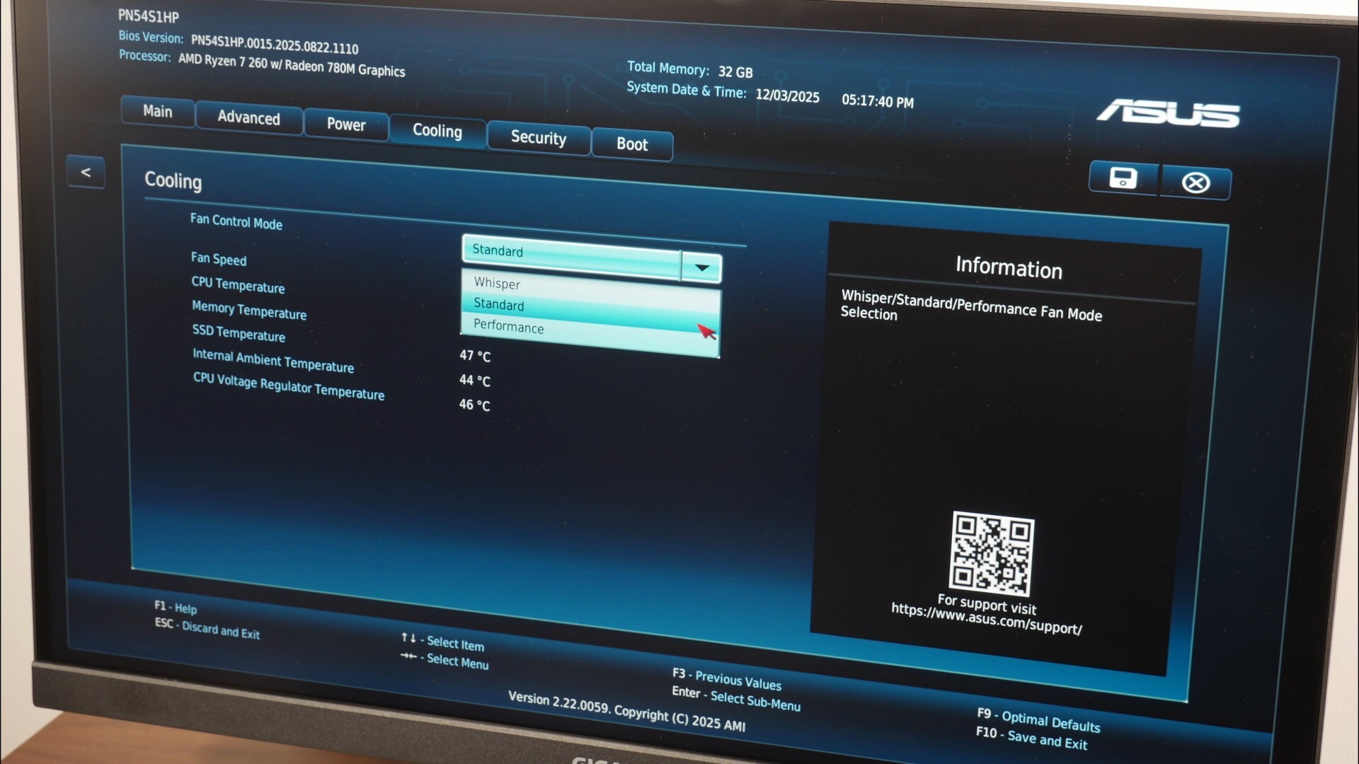 ASUS ExpertCenter PN54-S1 BIOS (Cooling)