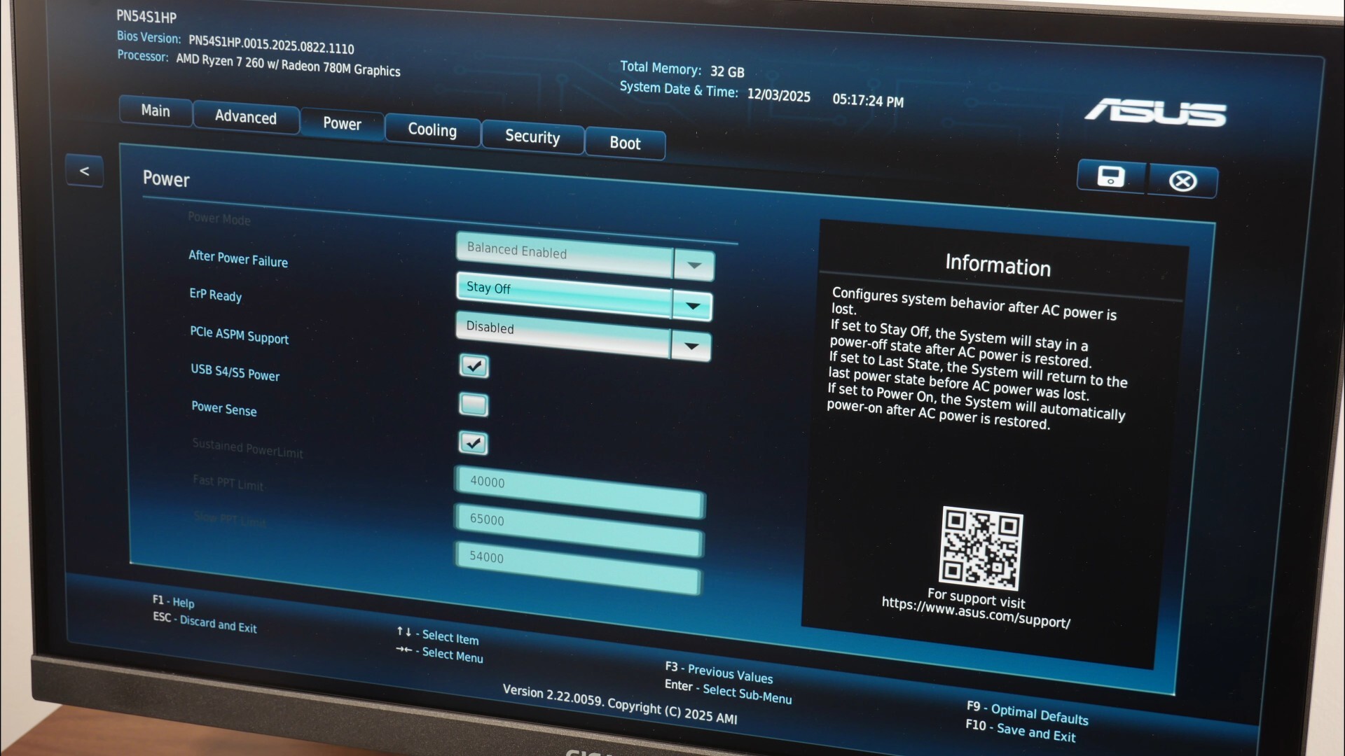 ASUS ExpertCenter PN54-S1 BIOS (Power)