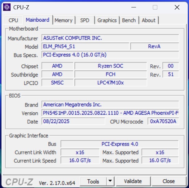 ASUS ExpertCenter PN54-S1 CPU-Z (2)