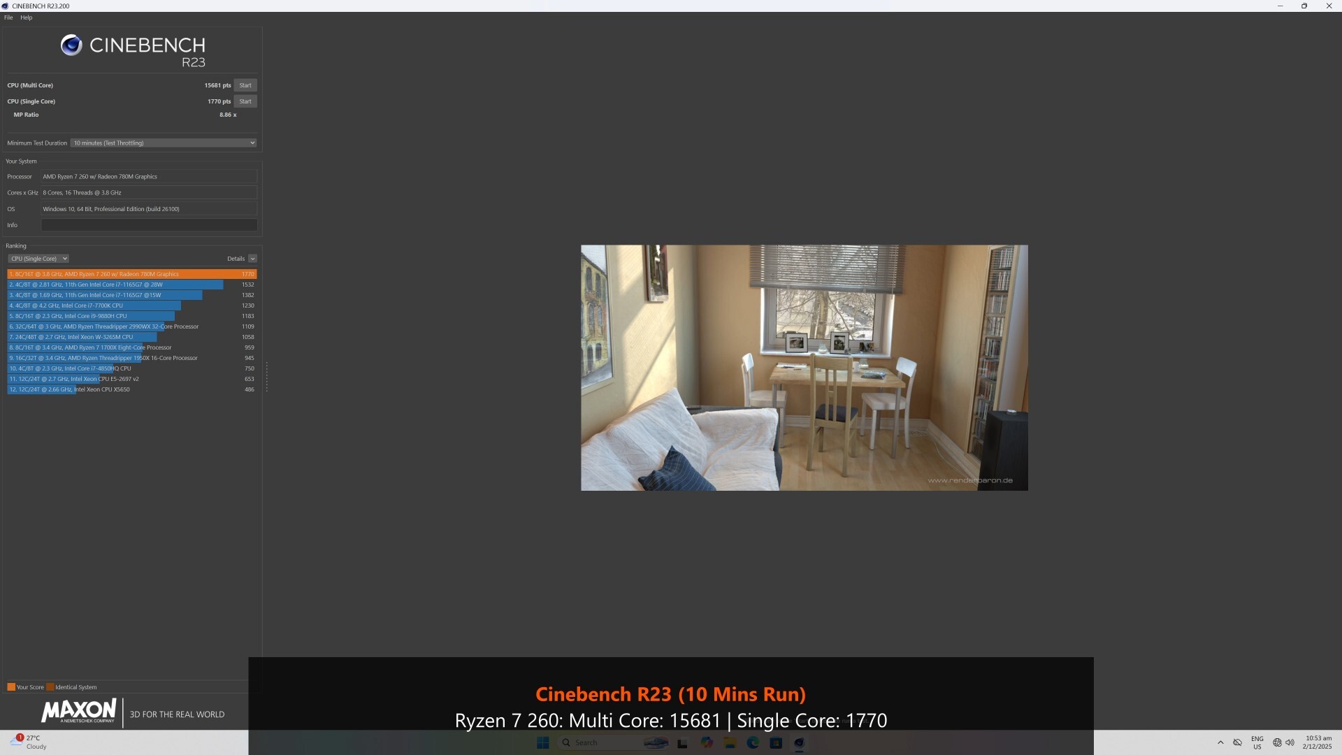 ASUS ExpertCenter PN54-S1 Cinebench R23