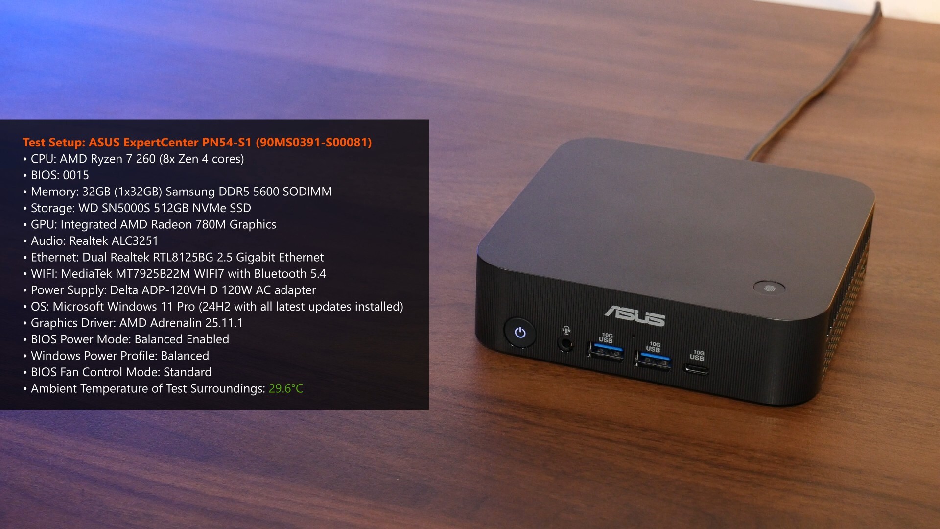 ASUS ExpertCenter PN54-S1 Test Setup