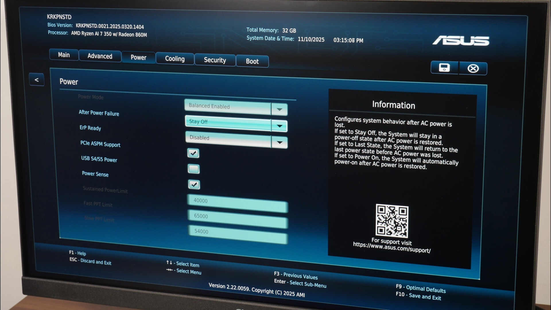 ASUS ExpertCenter PN54 BIOS Power Profile