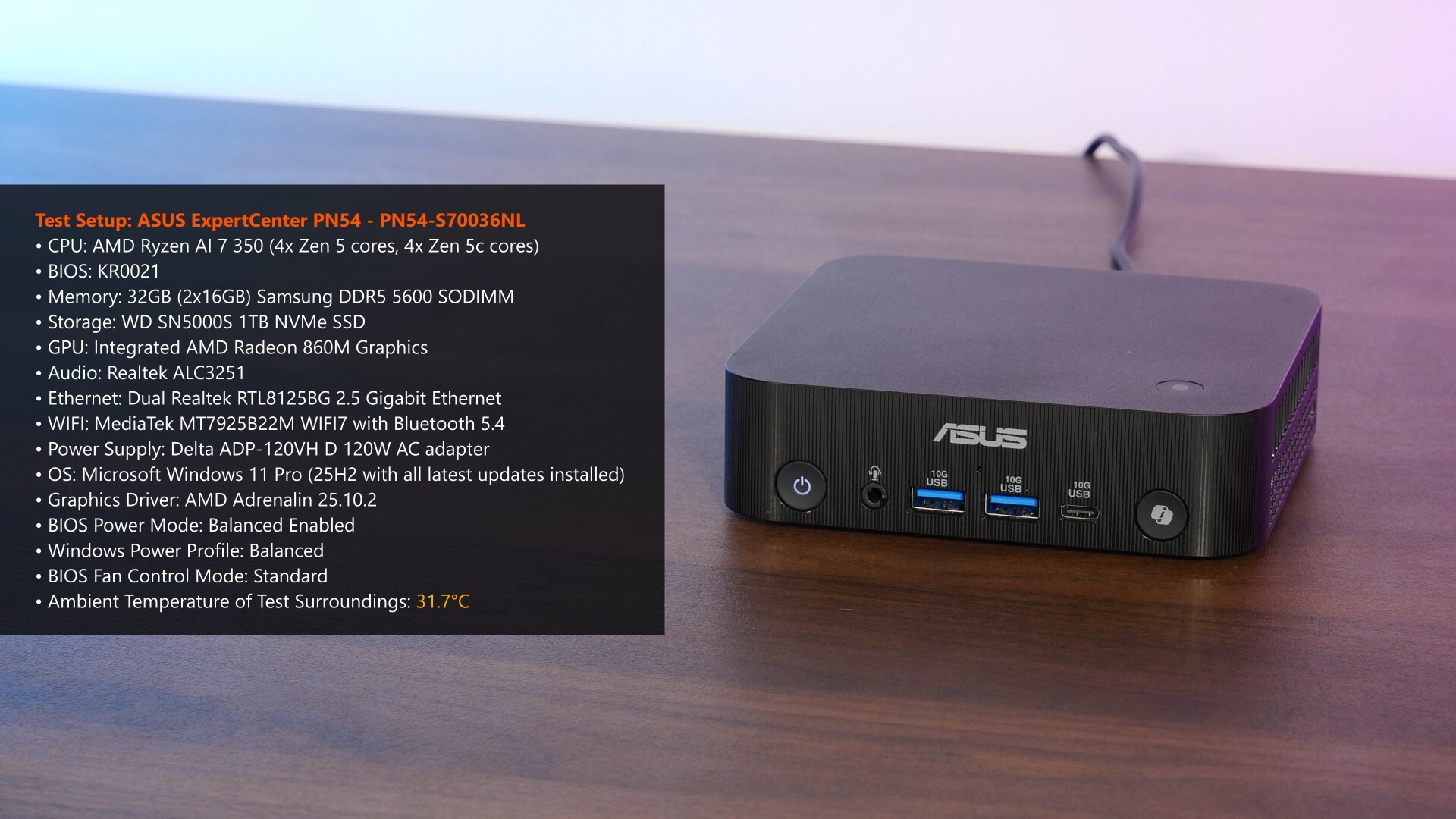 ASUS ExpertCenter PN54 Test Setup