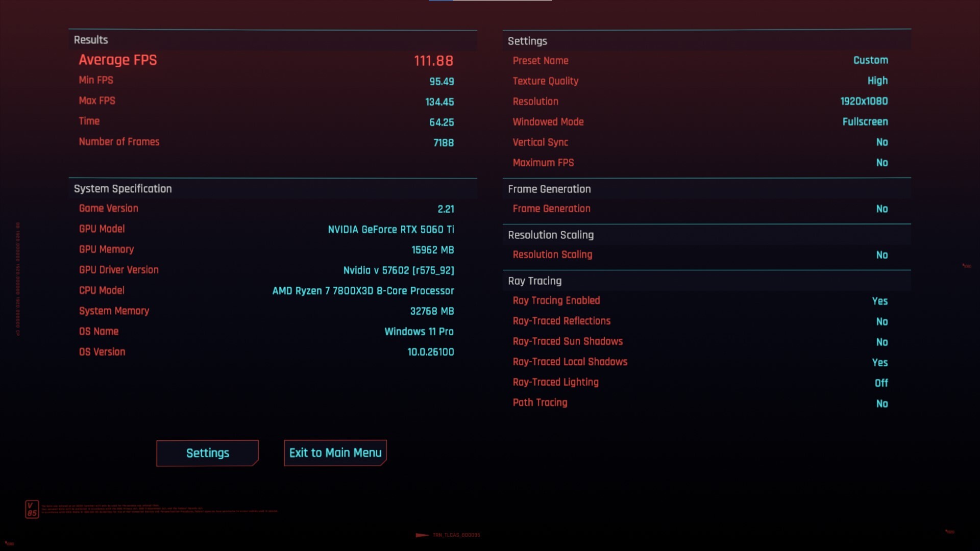 ASUS PRIME GeForce RTX 5060 Ti 16GB GDDR7 OC Edition Cyberpunk 2077 1080p