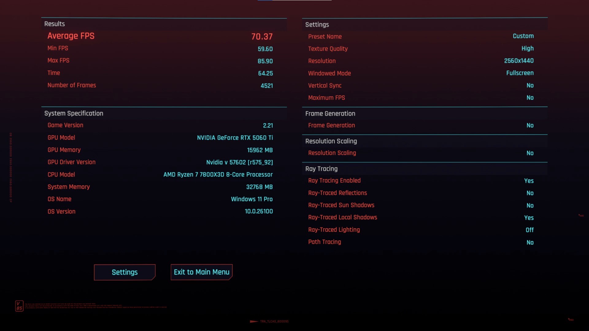ASUS PRIME GeForce RTX 5060 Ti 16GB GDDR7 OC Edition Cyberpunk 2077 1440p