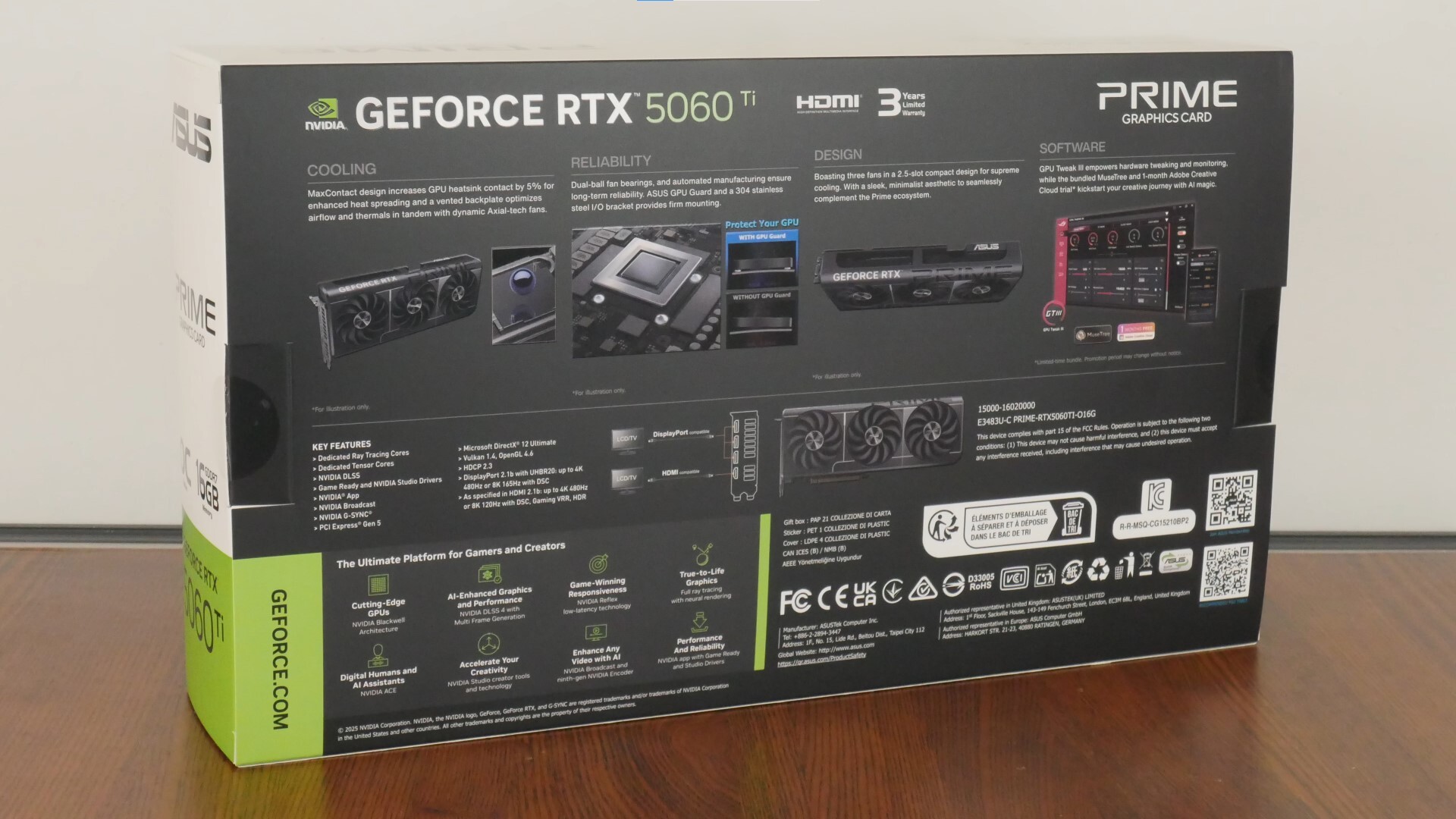 ASUS PRIME GeForce RTX 5060 Ti 16GB GDDR7 OC Edition Packaging (Rear)