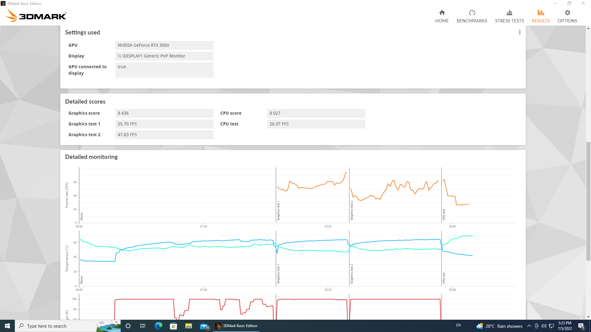 ASUS Phoenix RTX 3060 V2 12GB GDDR6 3DMark Run 2 (2)