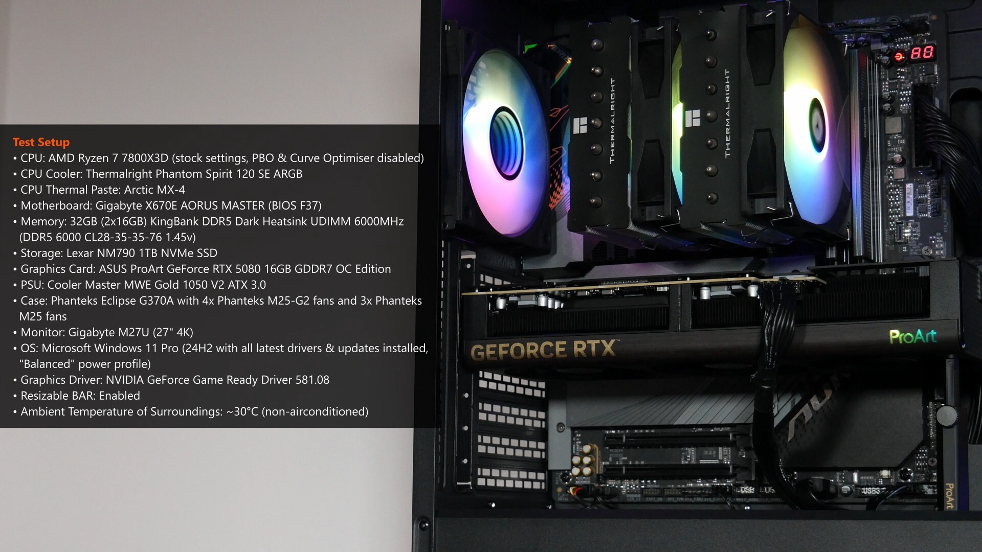 ASUS ProArt GeForce RTX 5080 16GB GDDR7 OC Edition Test Setup