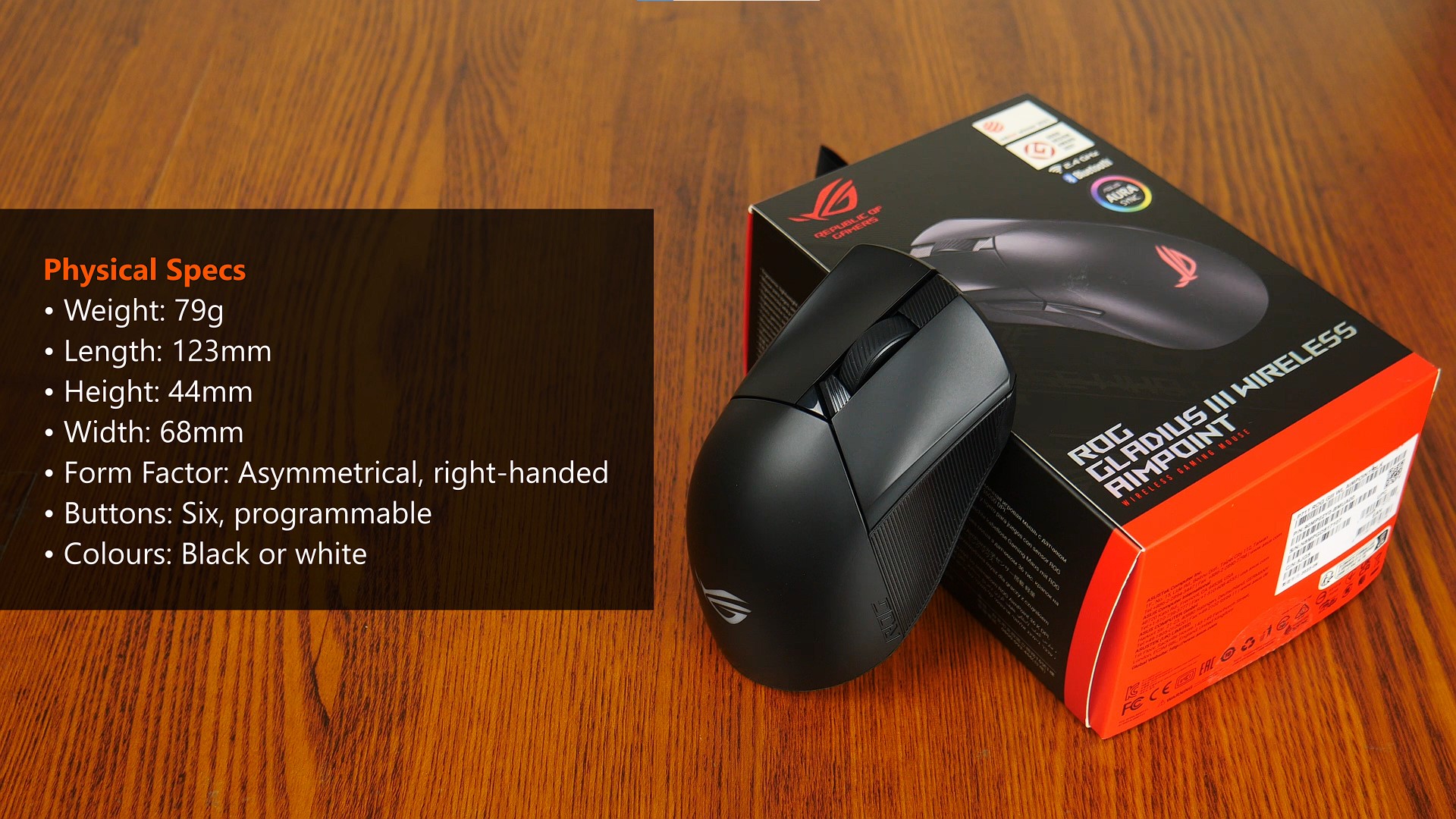 ASUS ROG Gladius III Wireless AimPoint Physical Specs