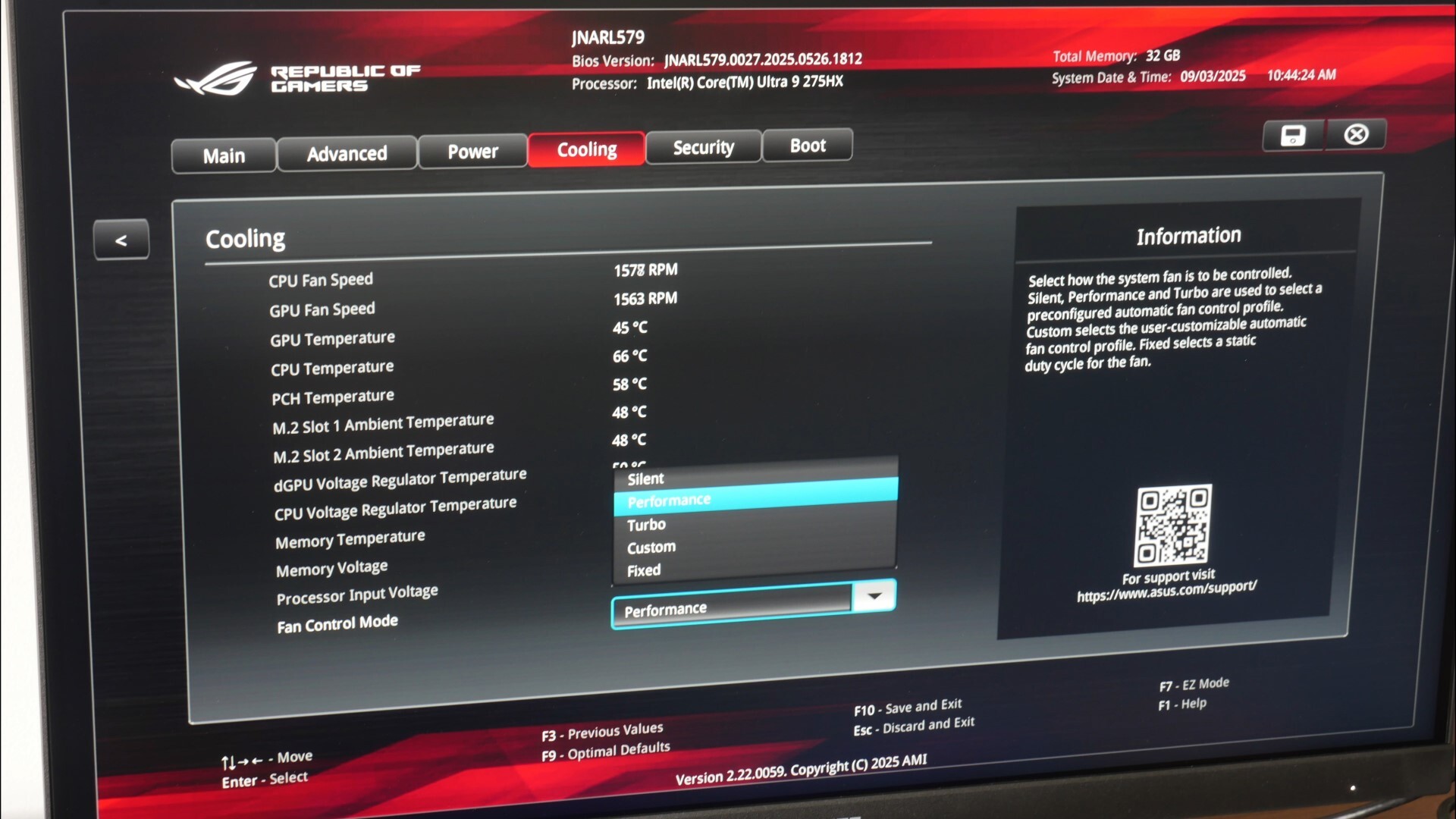 ASUS ROG NUC (2025) BIOS Fan Control Settings