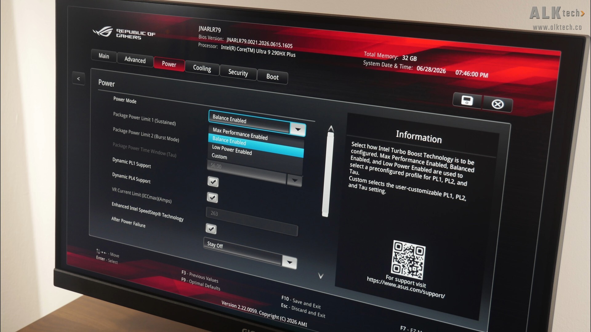 ASUS ROG NUC 16 BIOS Power Settings