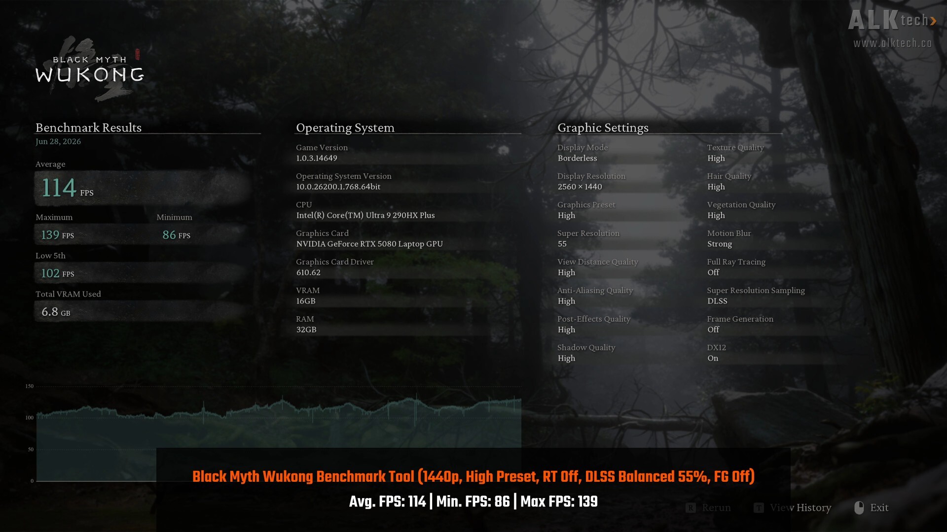 ASUS ROG NUC 16 Black Myth Wukong 1440p High DLSS