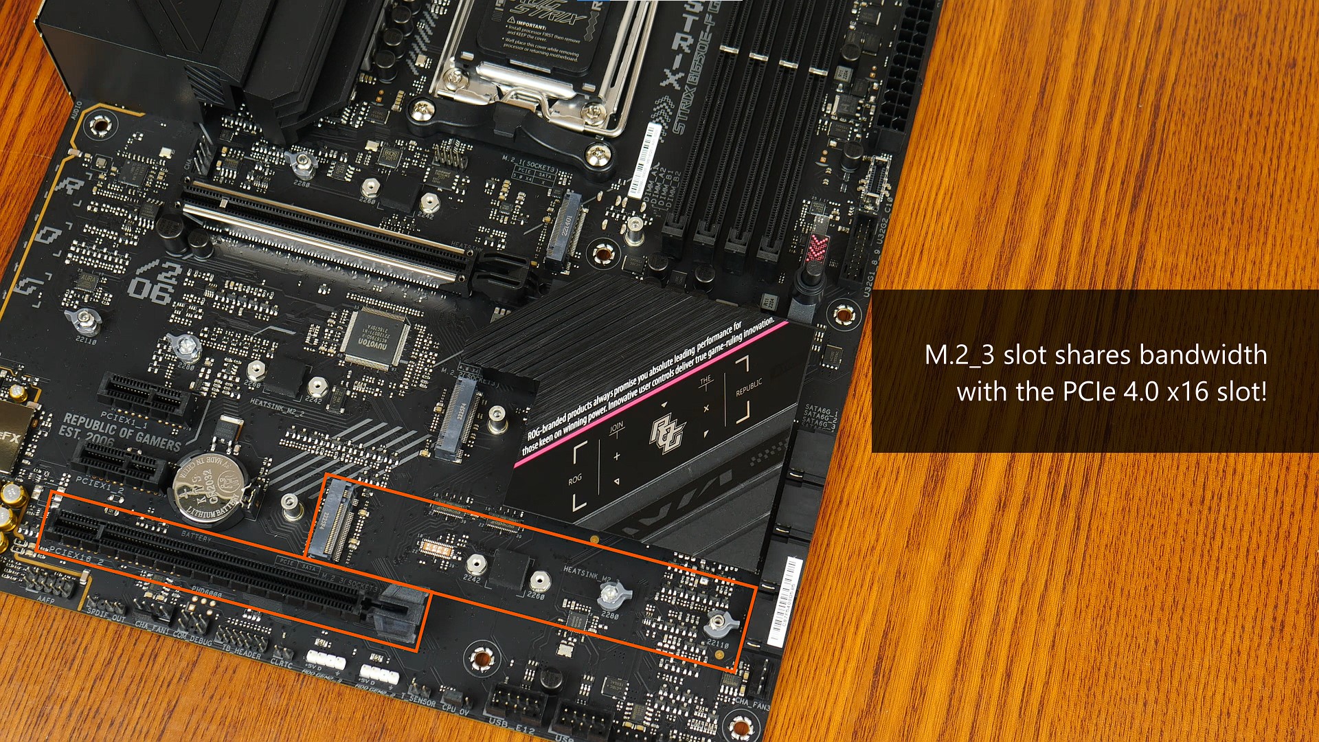 ASUS ROG STRIX B650E-F GAMING WIFI M.2&PCIe Shared Bandwidth