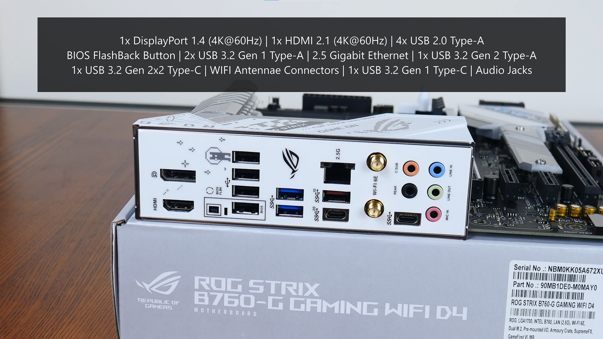 ASUS ROG STRIX B760-G GAMING WIFI D4 Rear IO Ports