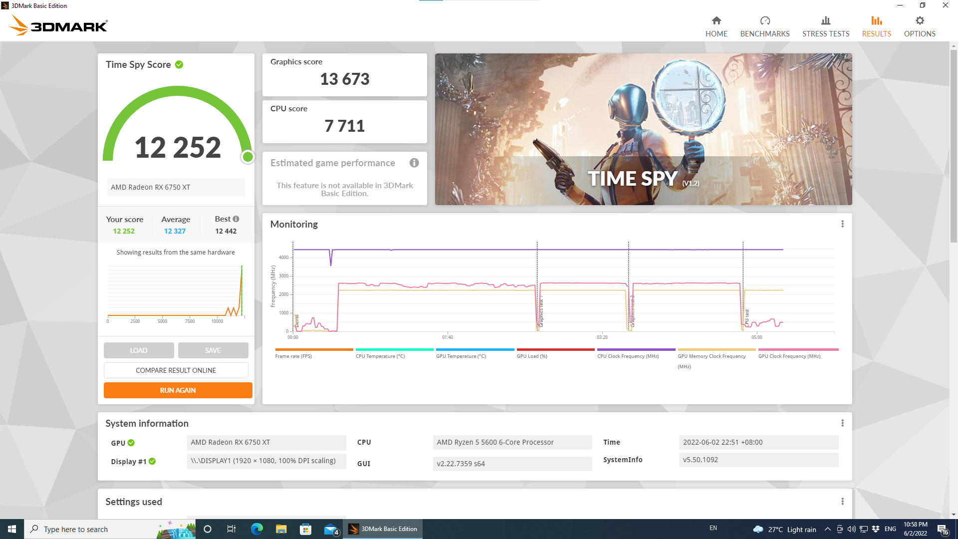 ASUS ROG Strix Radeon RX 6750 XT OC Edition 12GB GDDR6 3DMark