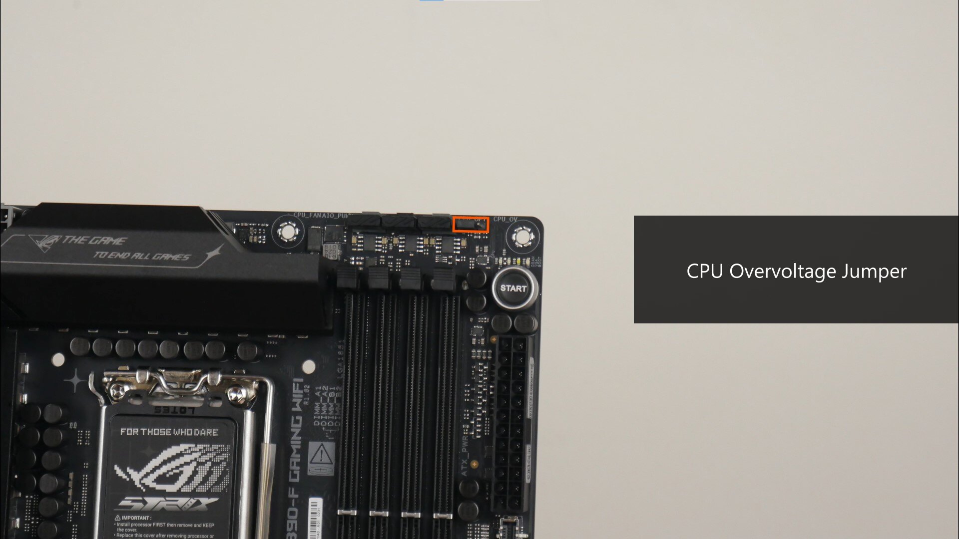 ASUS ROG Strix Z890-F Gaming WIFI CPU Overvoltage Jumper