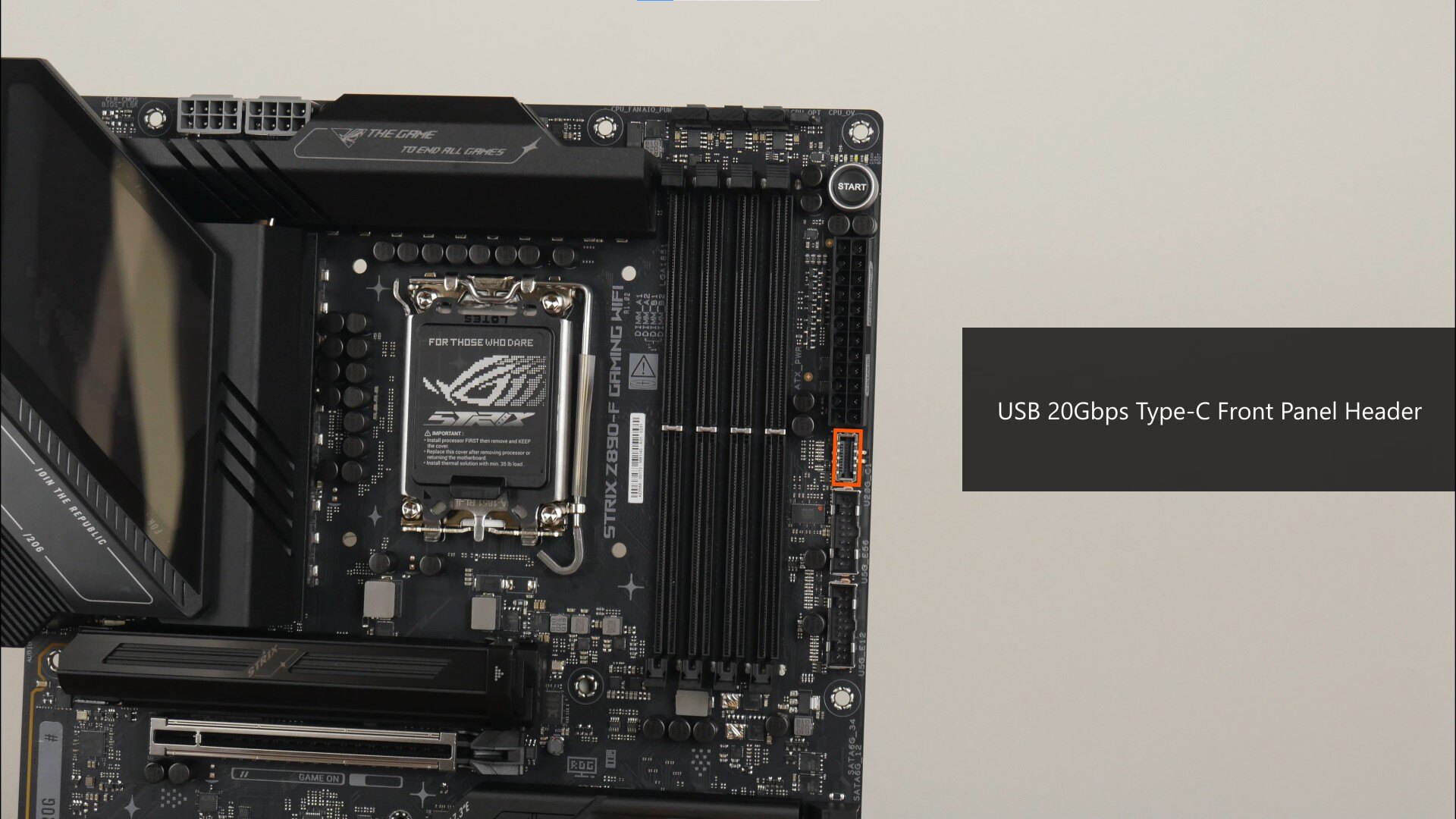 ASUS ROG Strix Z890-F Gaming WIFI FP USB 20Gbps Type-C