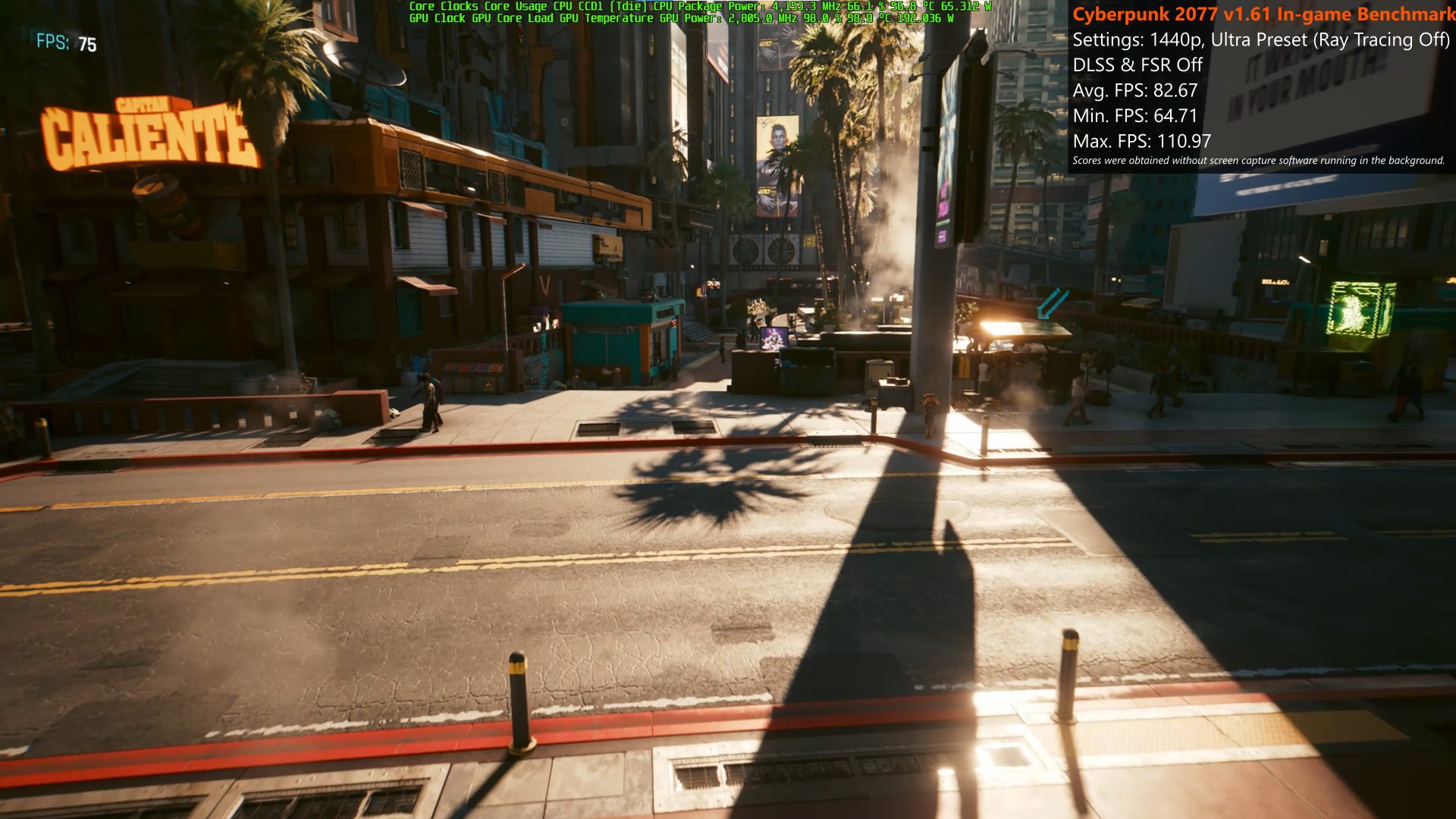 ASUS TUF Gaming GeForce RTX 4070 12GB GDDR6X OC Edition Cyberpunk 2077 QHD Ultra Preset RT Off