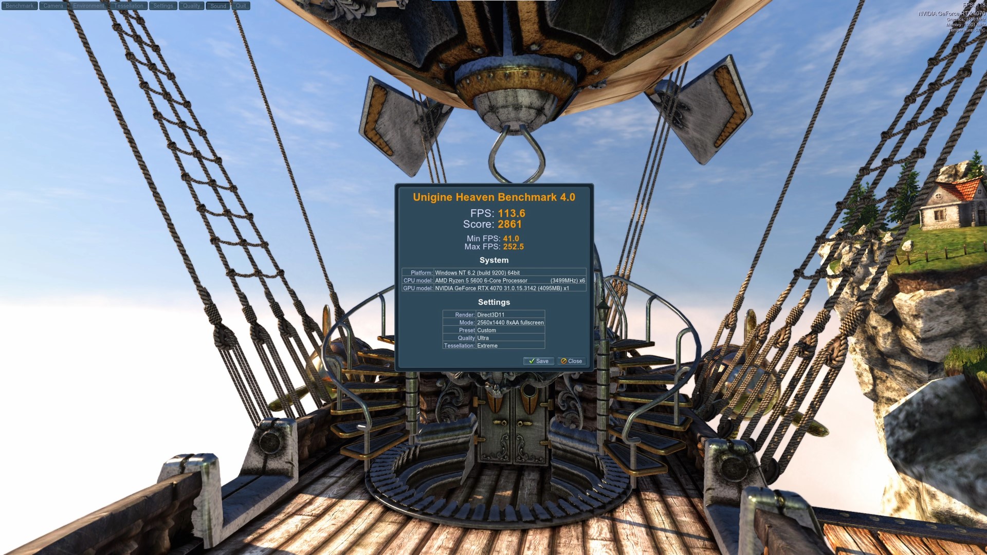 ASUS TUF Gaming GeForce RTX 4070 12GB GDDR6X OC Edition Heaven Benchmark QHD