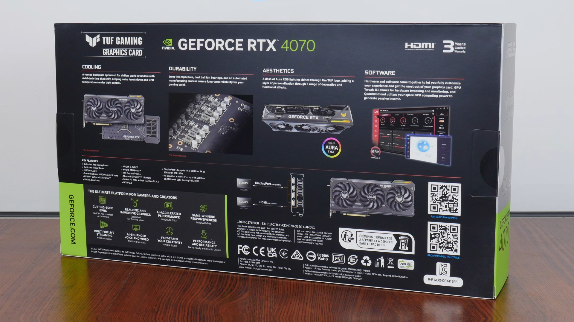 ASUS TUF Gaming GeForce RTX 4070 12GB GDDR6X OC Edition Packaging (Rear)