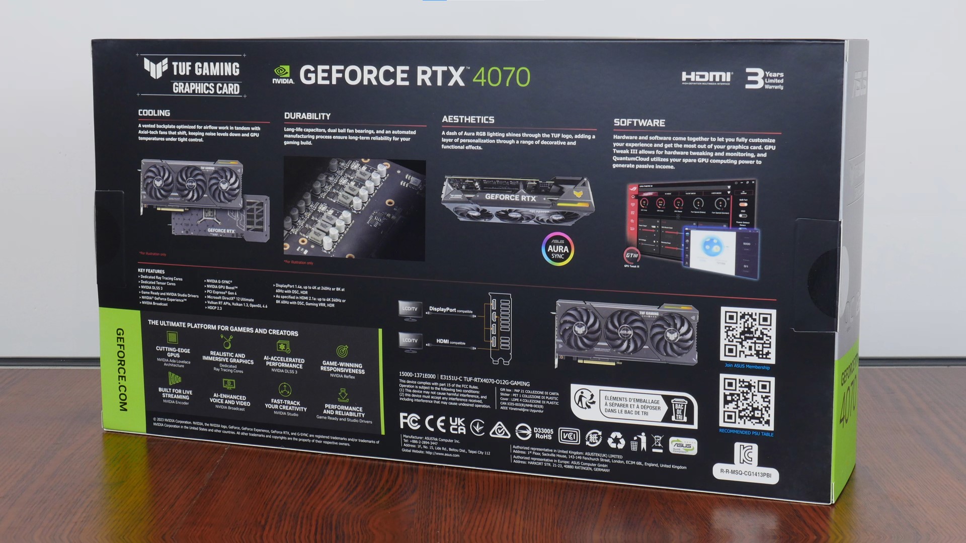 ASUS TUF Gaming GeForce RTX 4070 12GB GDDR6X OC Edition Packaging (Rear)