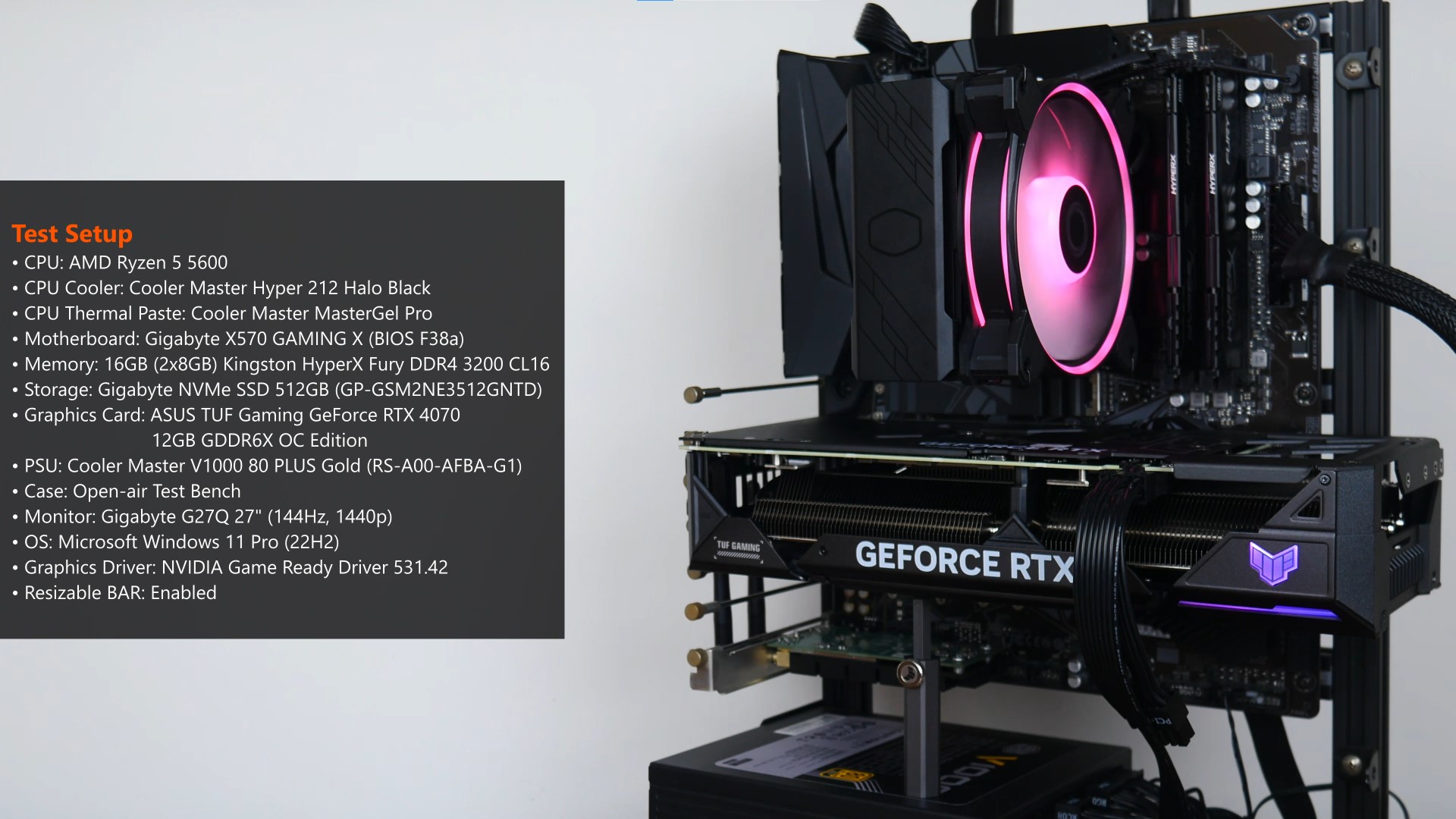 ASUS TUF Gaming GeForce RTX 4070 12GB GDDR6X OC Edition Test Setup