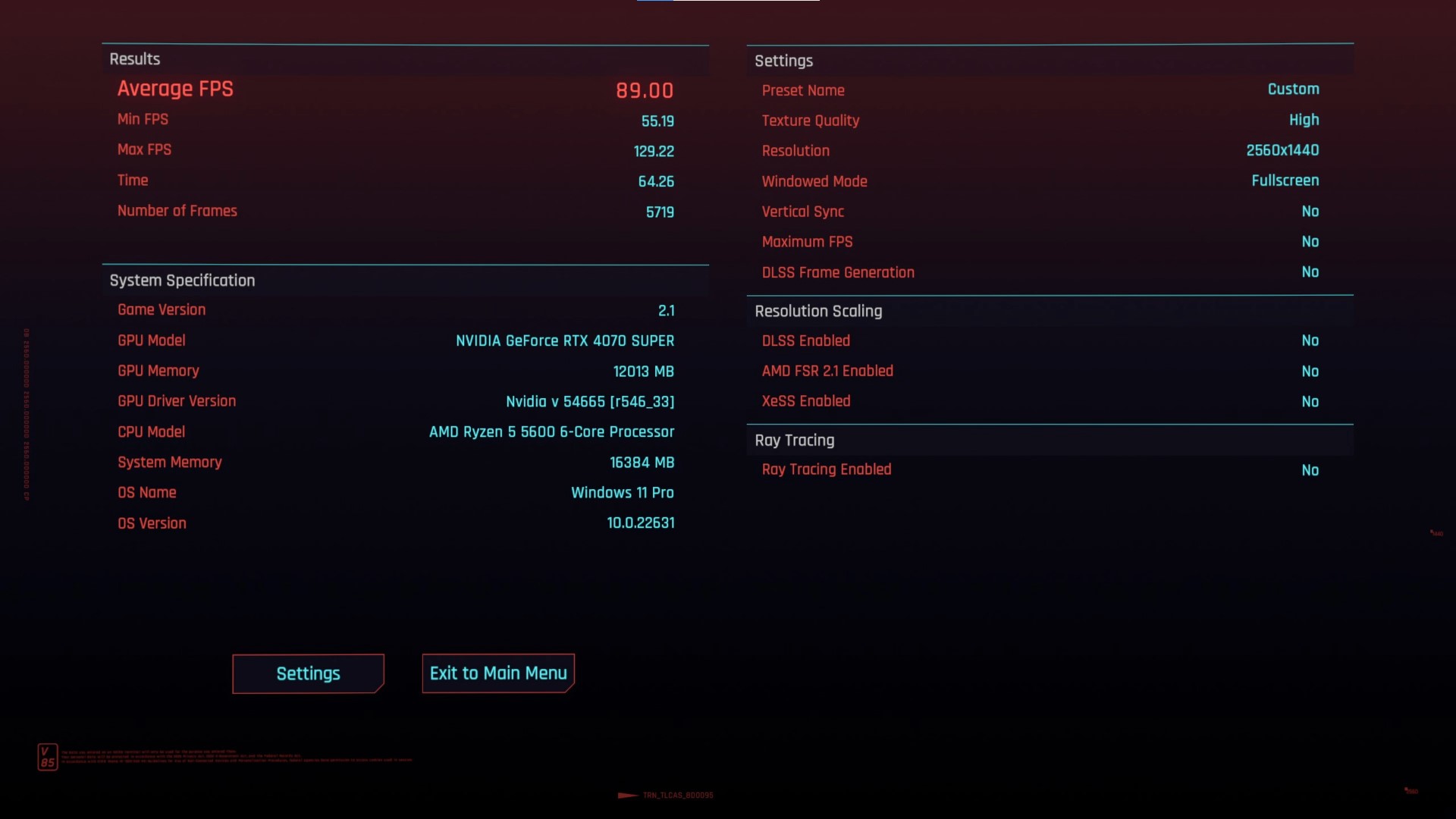 ASUS TUF Gaming GeForce RTX 4070 SUPER 12GB GDDR6X OC Edition Cyberpunk 2077 Benchmark (2)