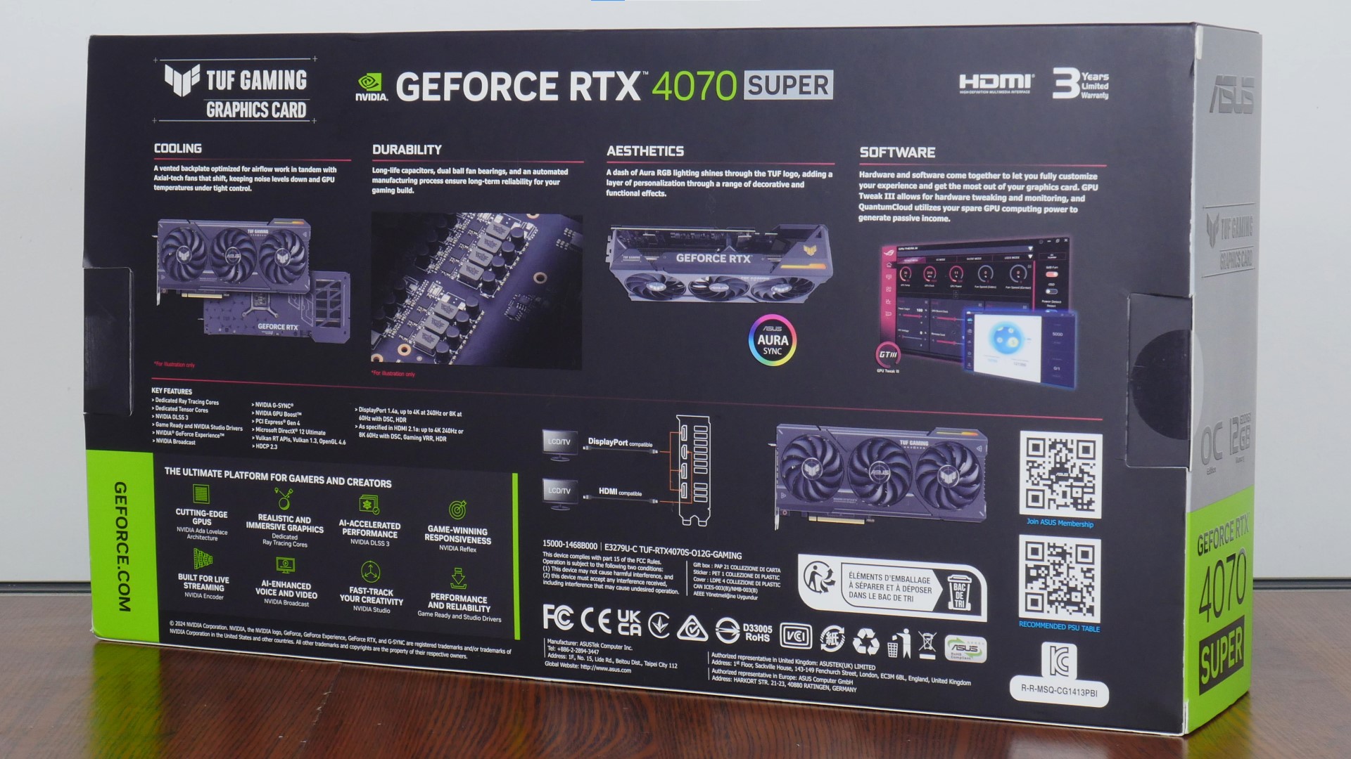 ASUS TUF Gaming GeForce RTX 4070 SUPER 12GB GDDR6X OC Edition Packaging (Rear)