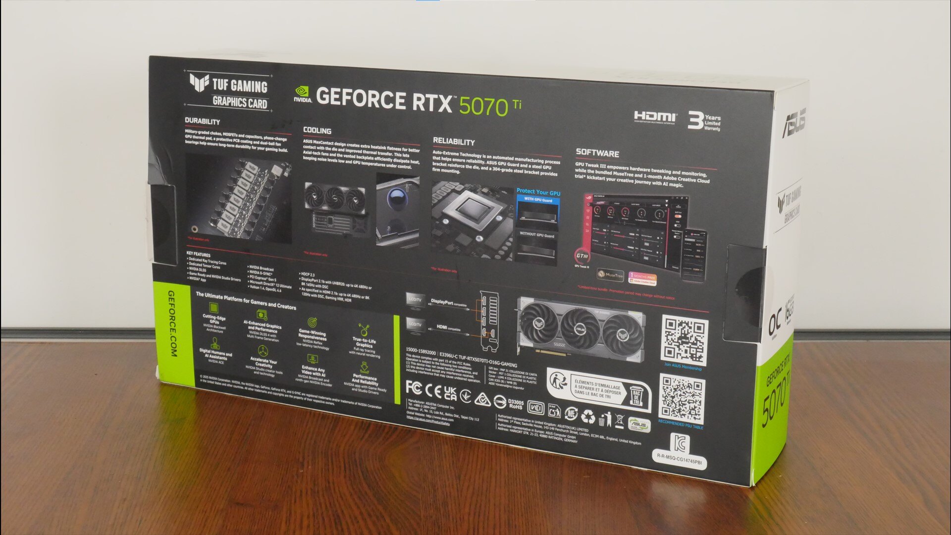ASUS TUF Gaming GeForce RTX 5070 Ti 16GB GDDR7 OC Edition Packaging (Rear)