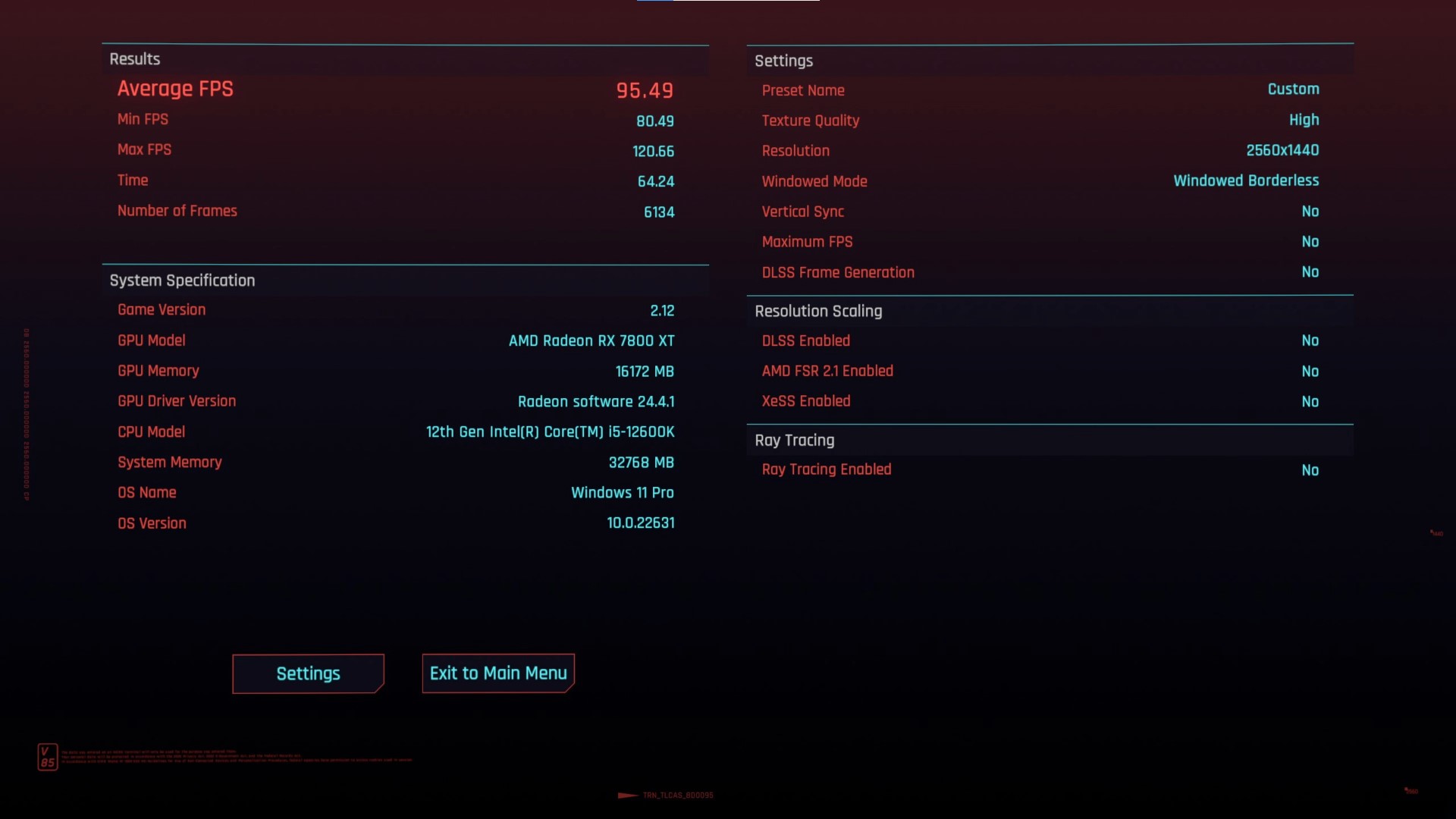 ASUS TUF Gaming Radeon RX 7800 XT White OC Edition 16GB GDDR6 Cyberpunk 2077 Benchmark Results (2)