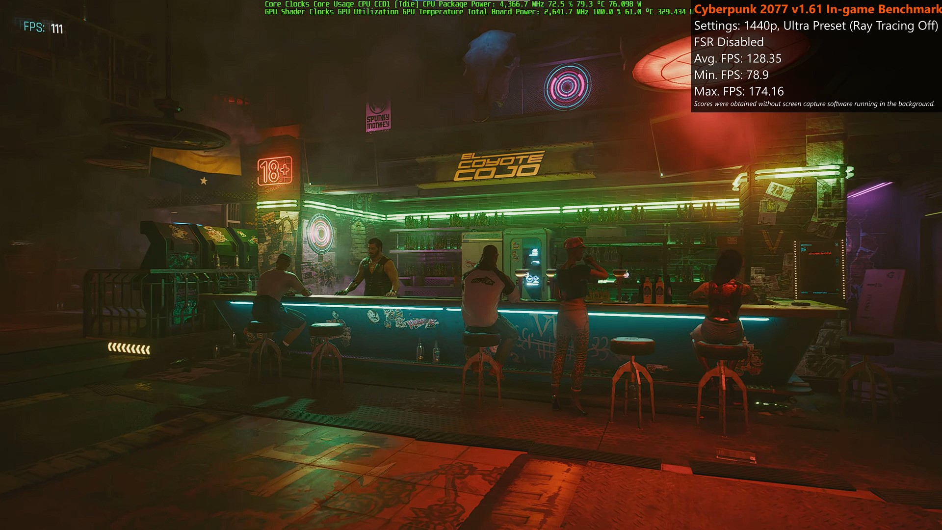 ASUS TUF Gaming Radeon RX 7900 XT OC Edition 20GB GDDR6 Cyberpunk 2077 Ultra Preset Ray Tracing Off