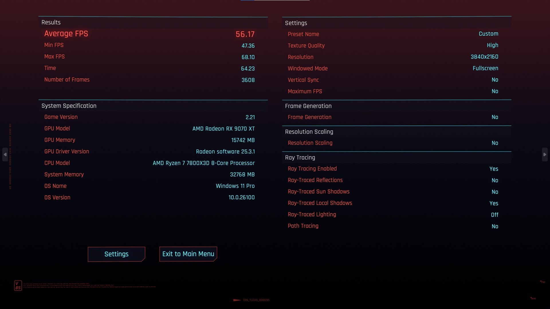 ASUS TUF Gaming Radeon RX 9070 XT OC Edition 16GB GDDR6 Cyberpunk 2077 Benchmark 4K