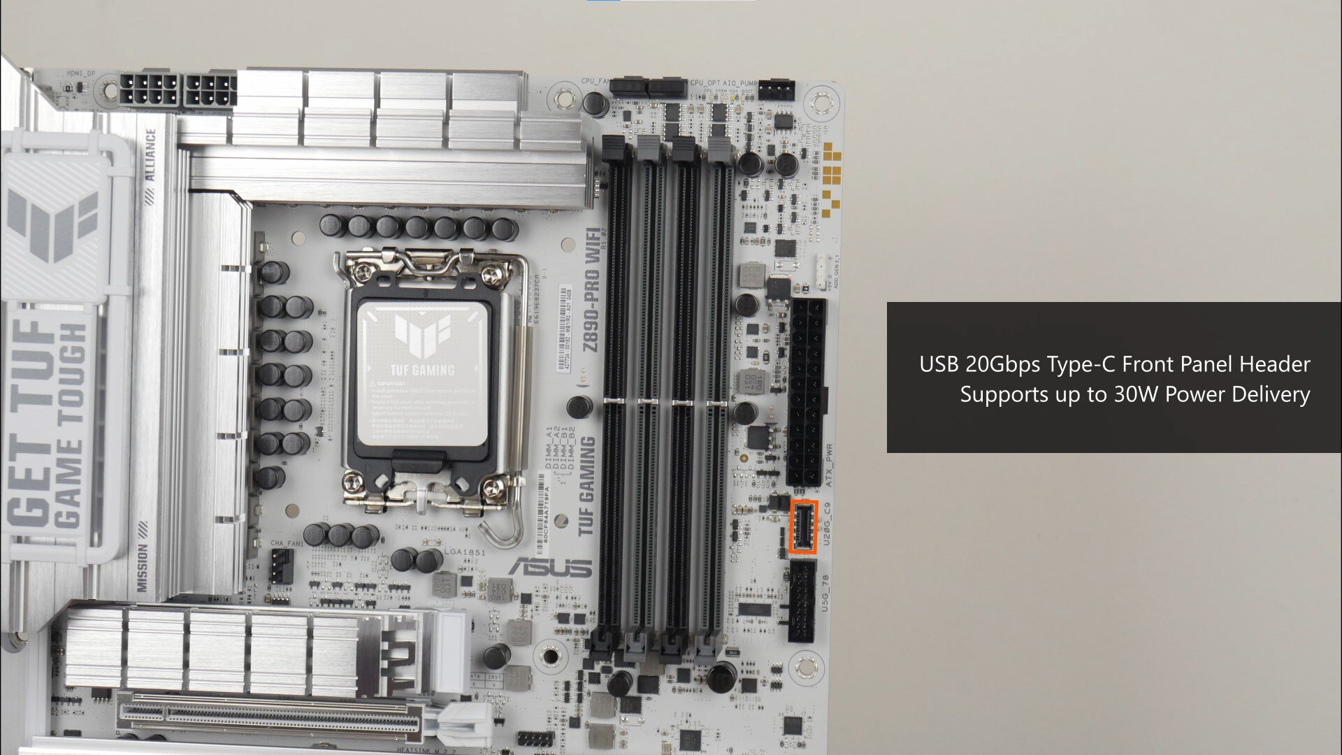 ASUS TUF Gaming Z890-PRO WIFI Front Panel USB 20Gbps Type-C