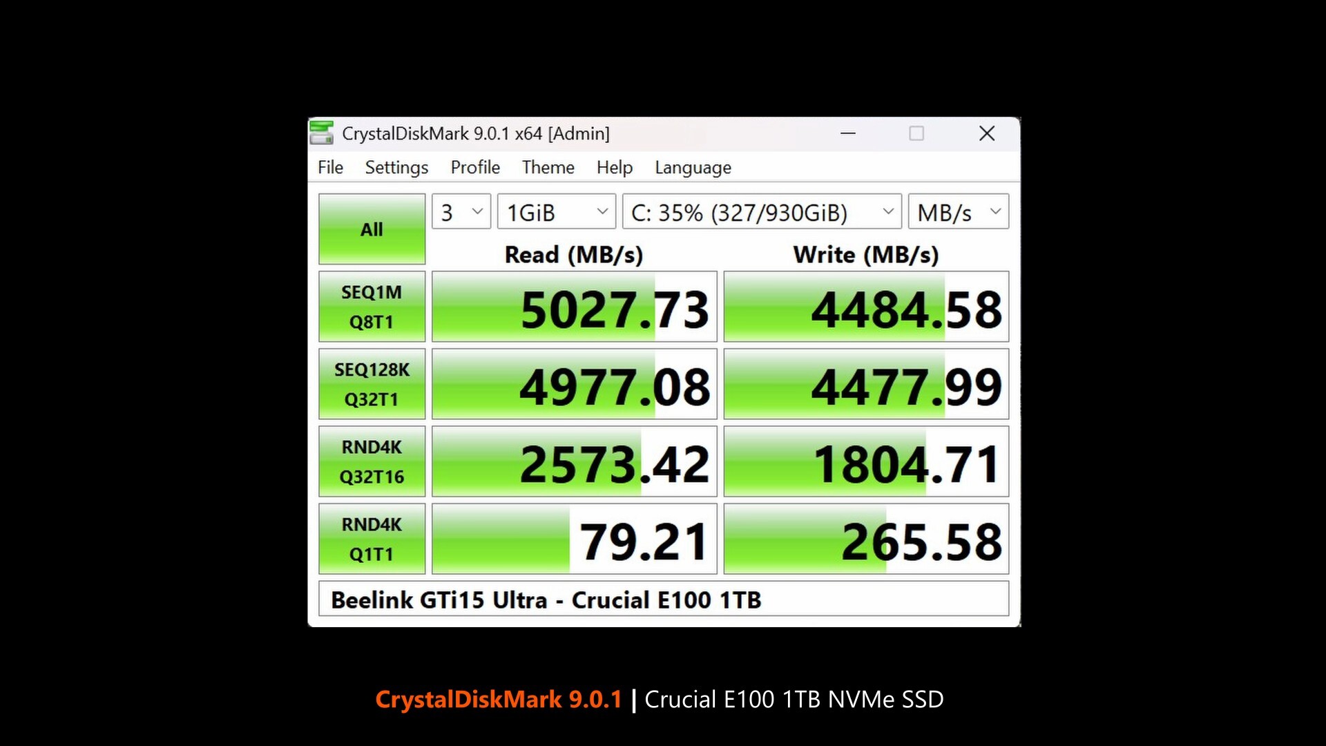 Beelink GTi15 Ultra CrystalDiskMark 9.0.1