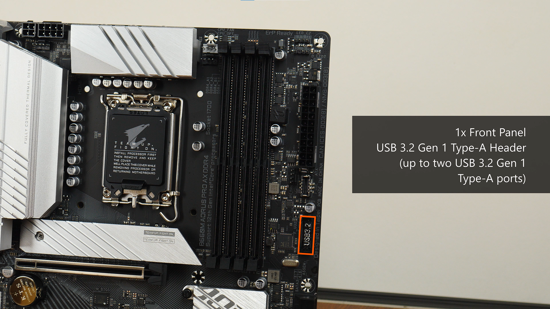 Gigabyte B660M AORUS PRO AX DDR4 Front Panel USB 3.2 Type-A