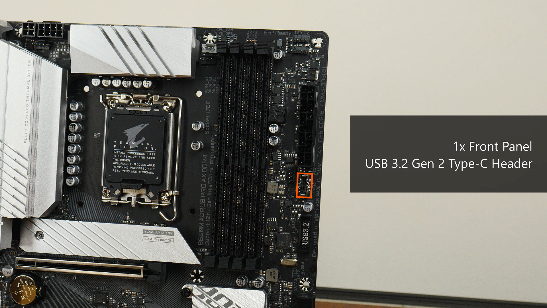 Gigabyte B660M AORUS PRO AX DDR4 Front Panel USB 3.2 Type-C