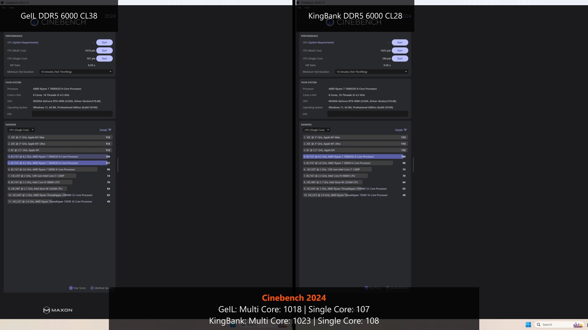 GeIL Orion V RGB AMD Edition DDR5 6000 CL38 Cinebench 2024