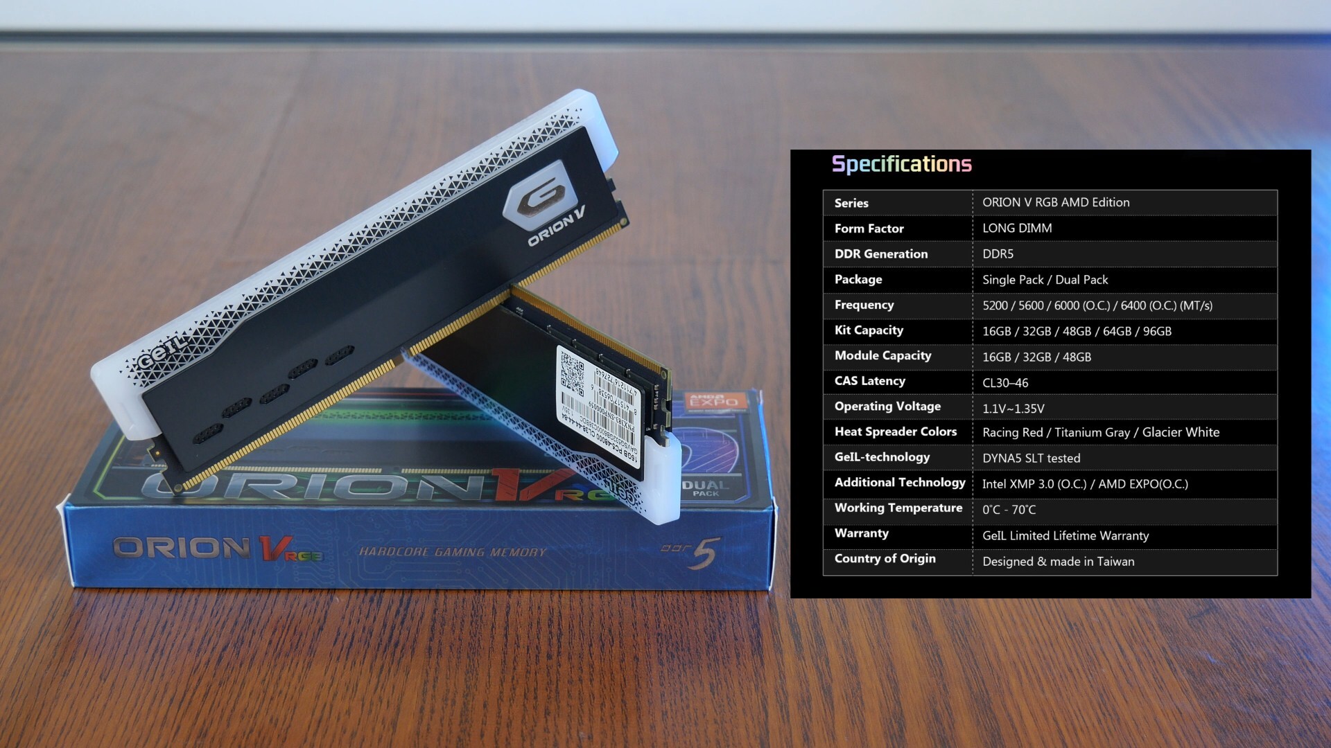 GeIL Orion V RGB AMD Edition Specifications