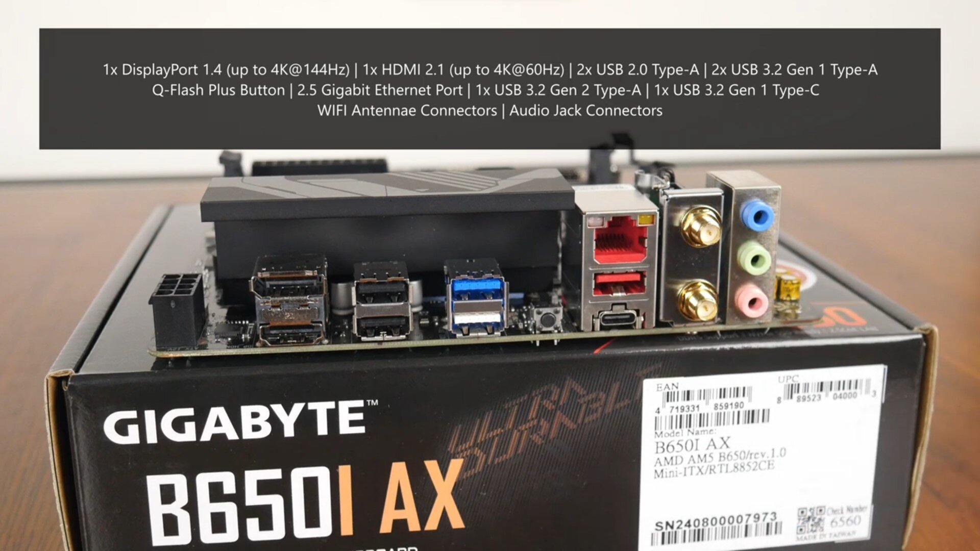 Gigabyte B650I AX Rear IO