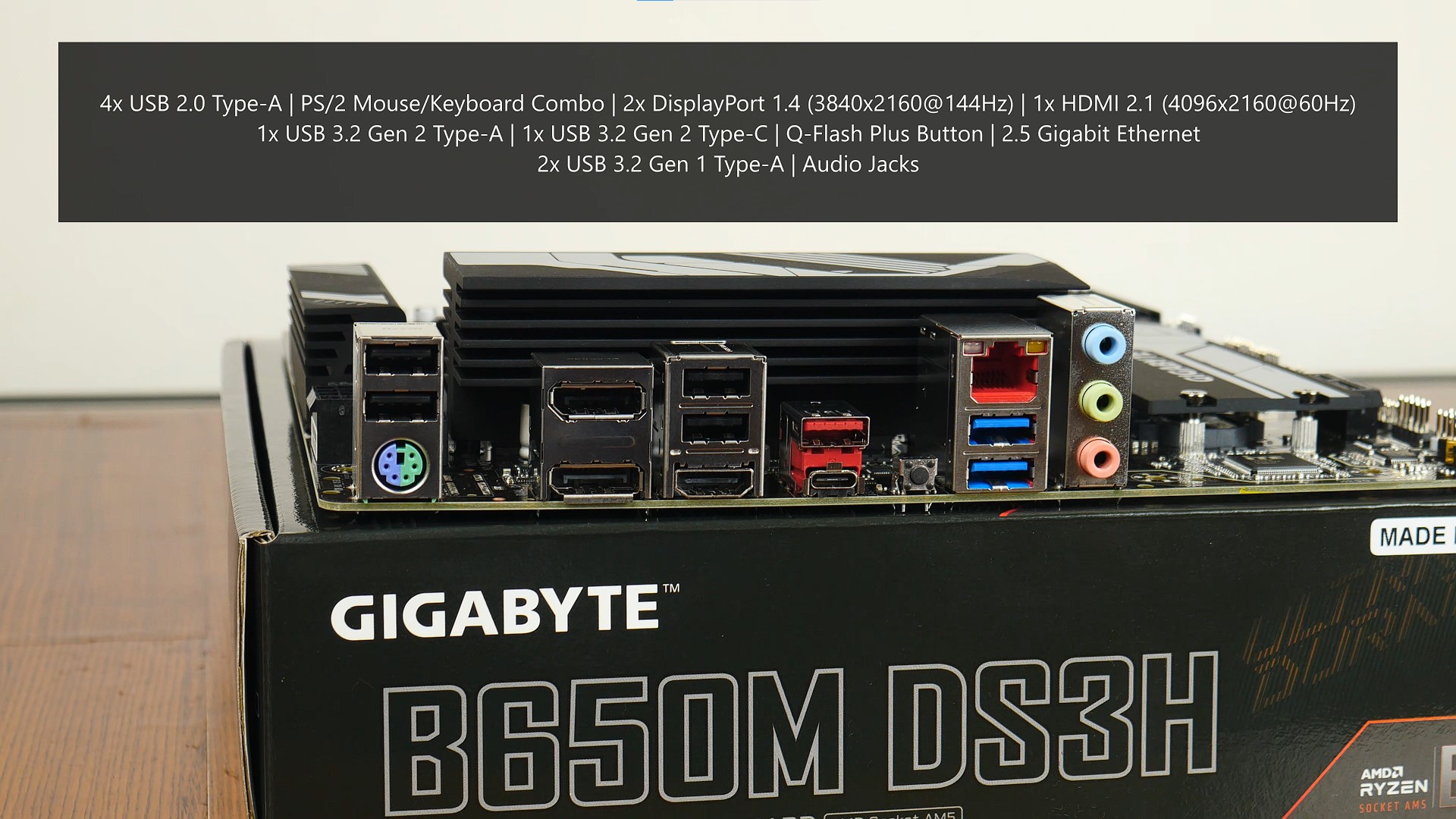 Gigabyte B650M DS3H Rear IO