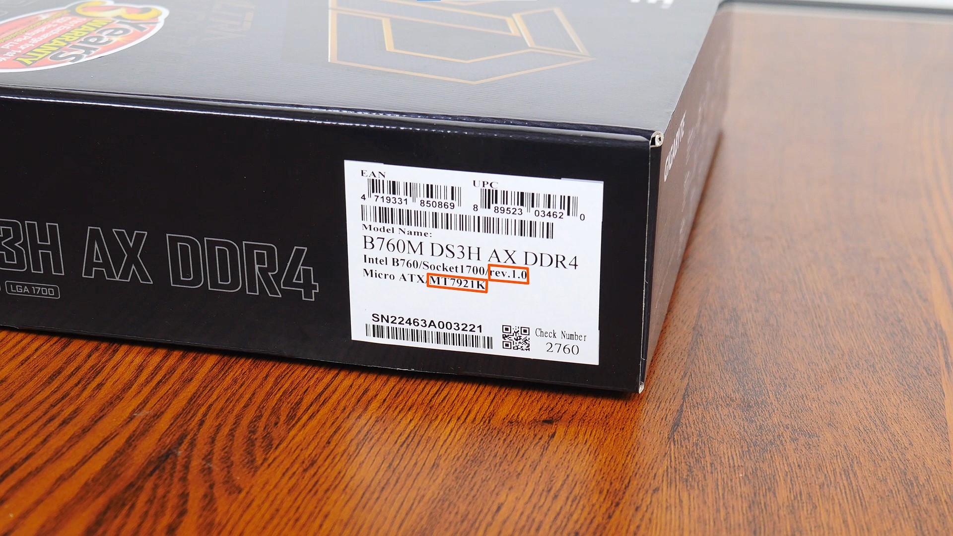 Gigabyte B760M DS3H AX DDR4 Box Label