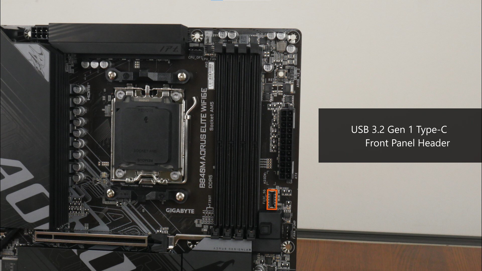Gigabyte B840M AORUS ELITE WIFI6E Front Panel USB 3.2 Gen 1 Type-C