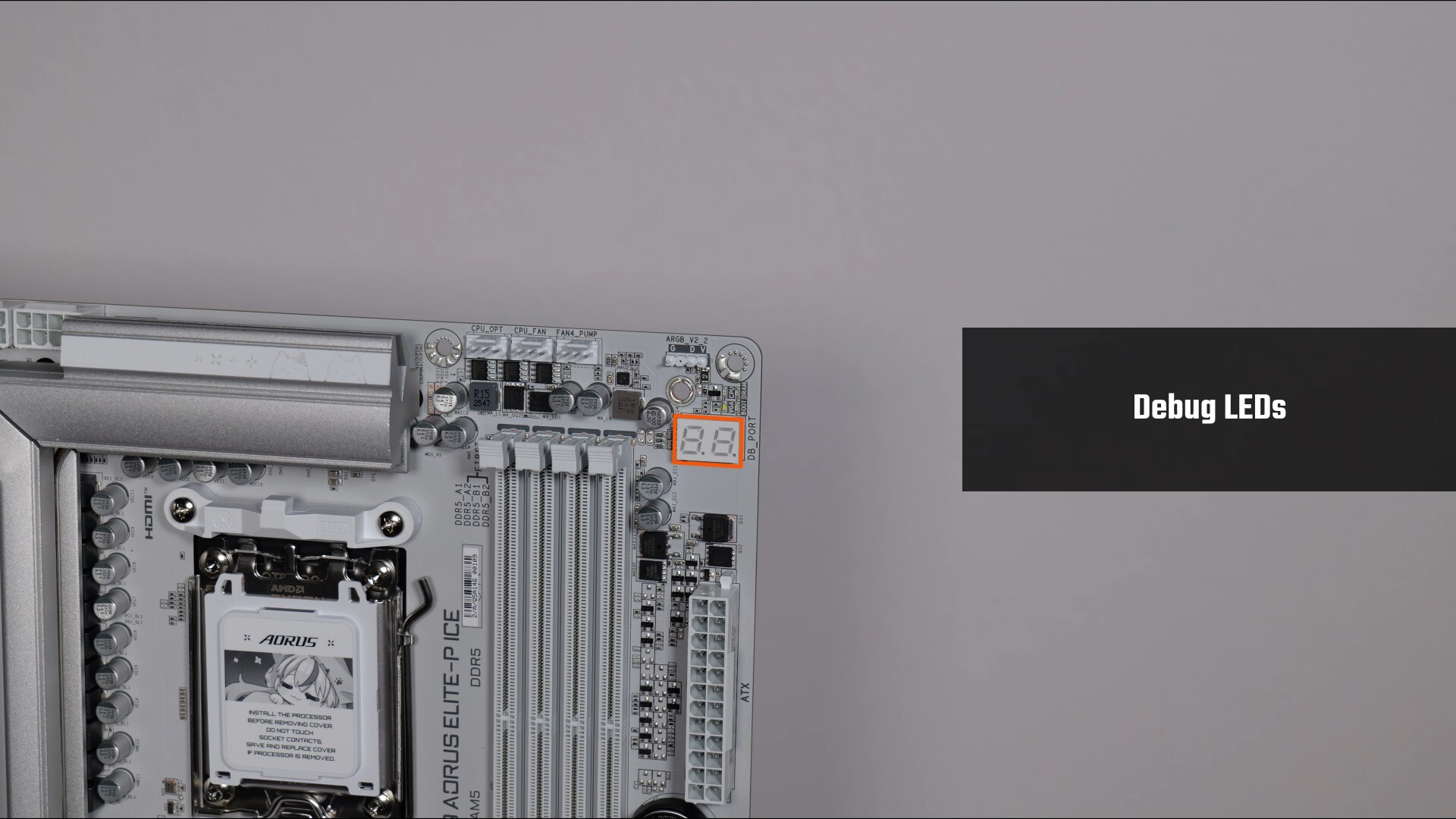 Gigabyte B850 AORUS ELITE-P ICE Debug LEDs