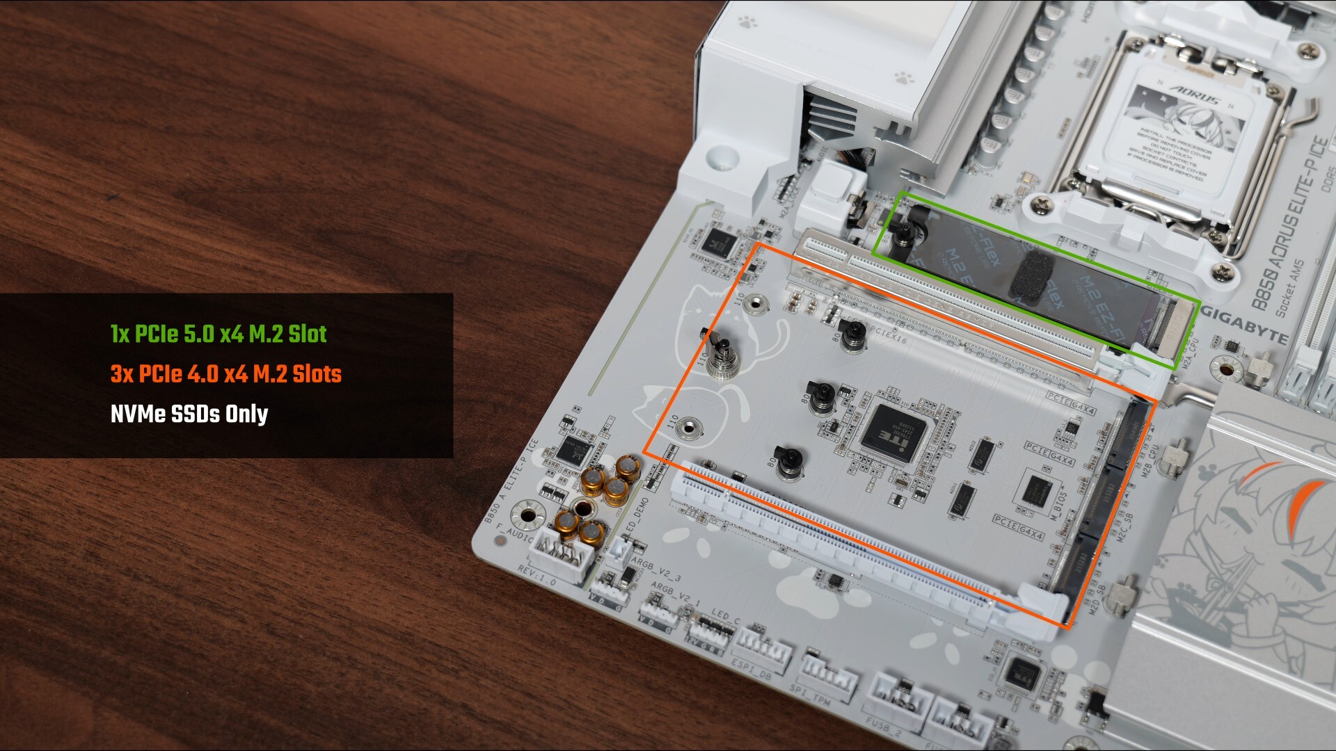 Gigabyte B850 AORUS ELITE-P ICE M.2 Slots