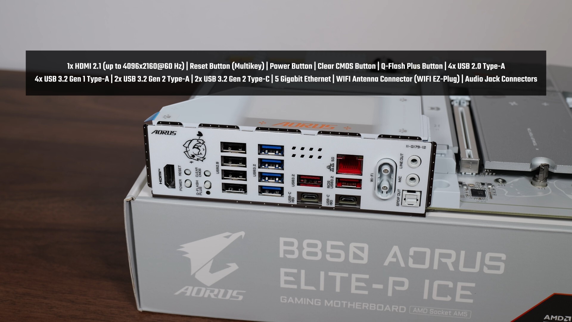 Gigabyte B850 AORUS ELITE-P ICE Rear IO