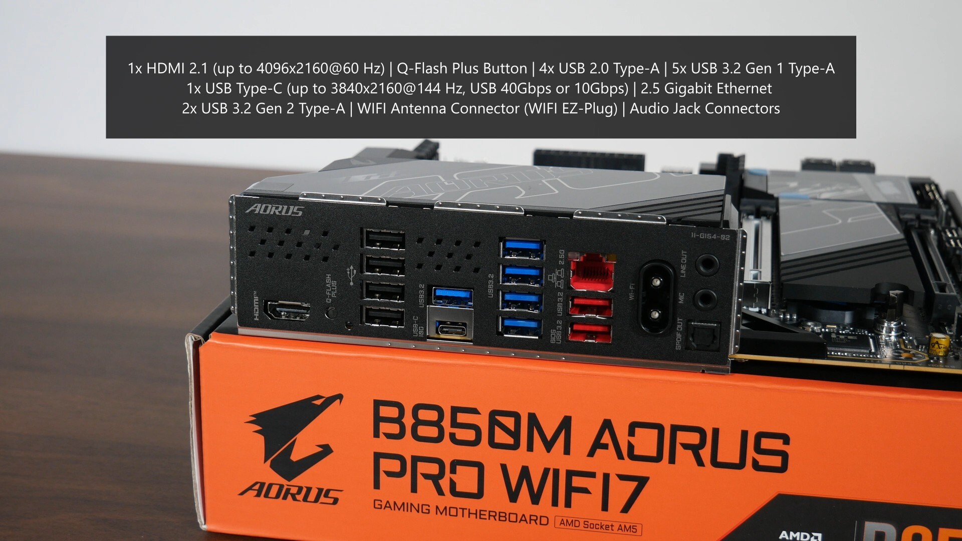 Gigabyte B850M AORUS PRO WIFI7 Rear IO
